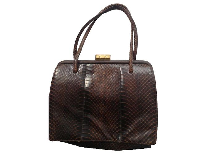 Autre Marque Braune Handtasche aus Pythonleder - Ansicht 11