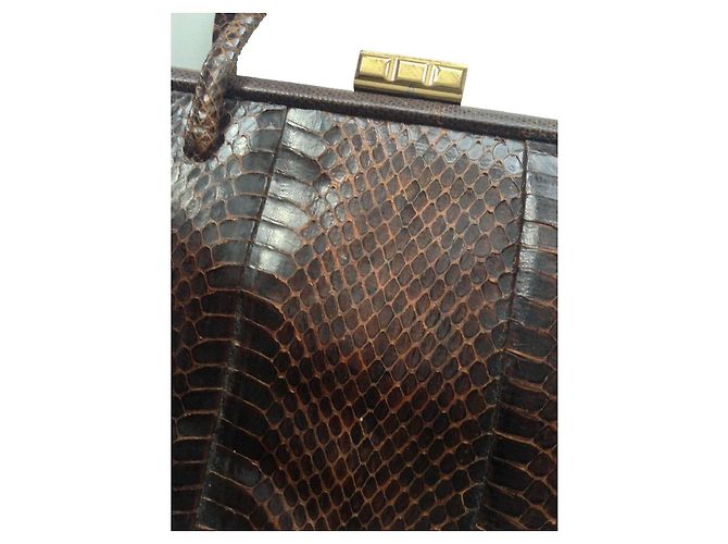 Autre Marque Braune Handtasche aus Pythonleder - Ansicht 3