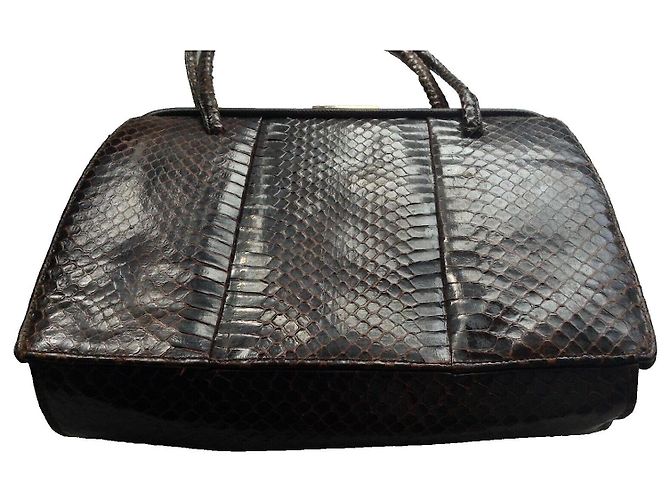 Autre Marque Braune Handtasche aus Pythonleder - Ansicht 4