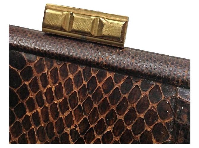 Autre Marque Braune Handtasche aus Pythonleder - Ansicht 5