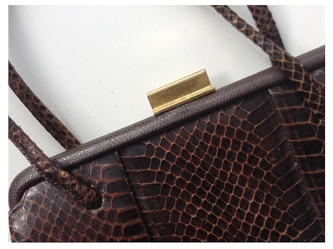 Autre Marque Braune Handtasche aus Pythonleder - Ansicht 8