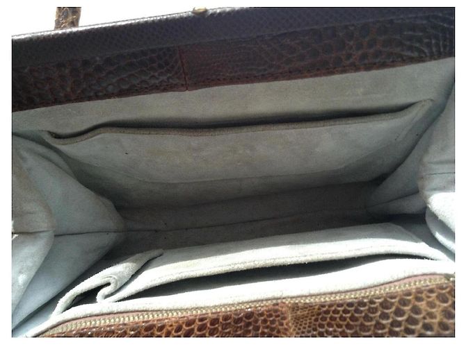 Autre Marque Braune Handtasche aus Pythonleder - Ansicht 9