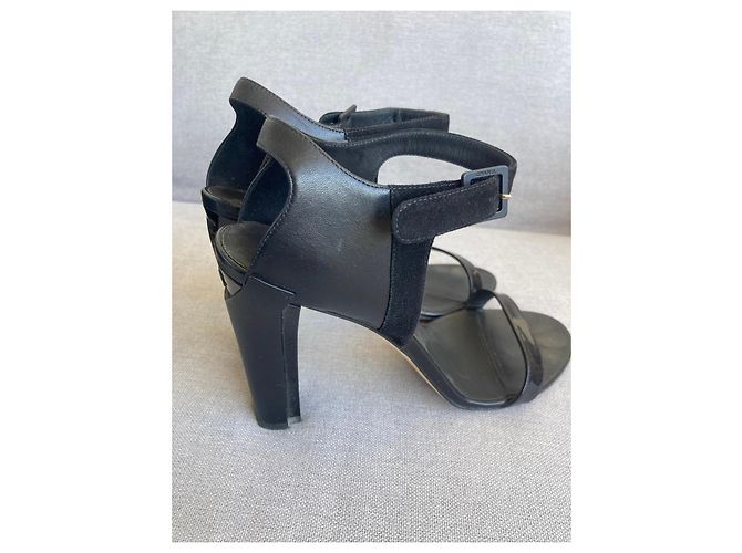 Chanel Sandali con tacco in pelle nera e scamosciata Nero - vista 14