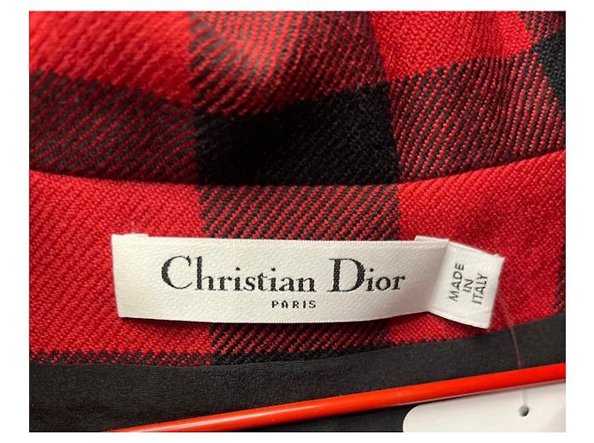 Christian Dior Kleid aus roter Wolle mit Karomuster - Größe IT44 gebraucht - Ansicht 6