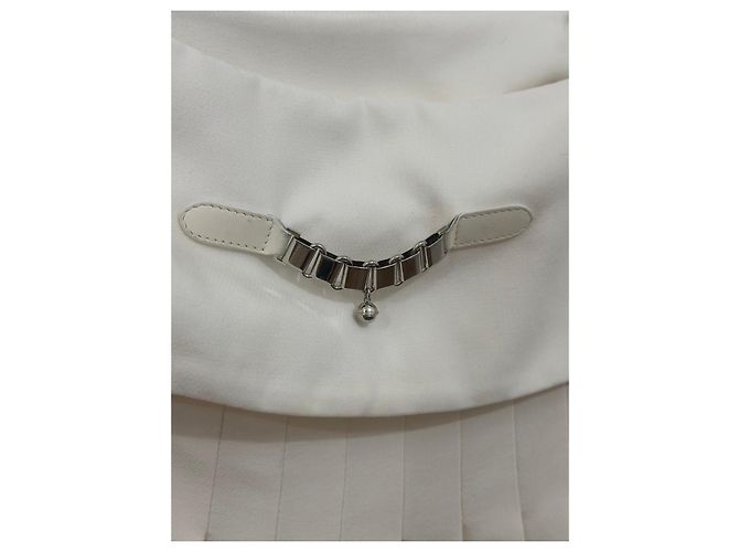 Gonna plissettata Hermès in seta e cotone Bianco - vista 4