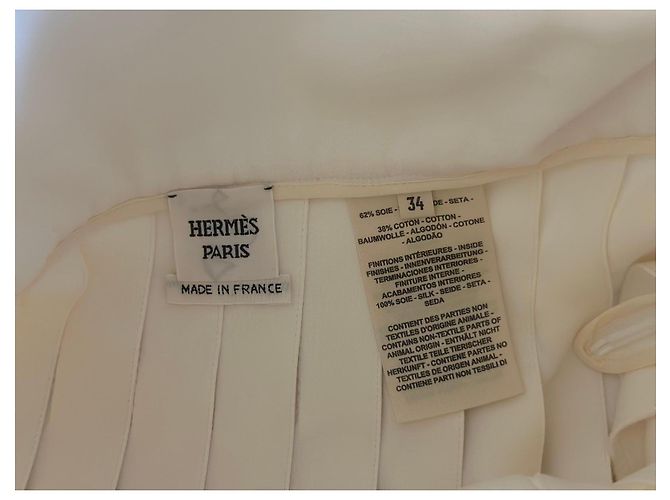 Gonna plissettata Hermès in seta e cotone Bianco - vista 5