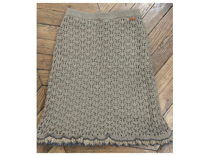 Chanel Falda larga de punto beige - vista 2