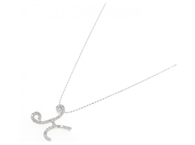 Autre Marque Au750 Weißgold Initial H Diamant-Halskette Silber - Ansicht 2