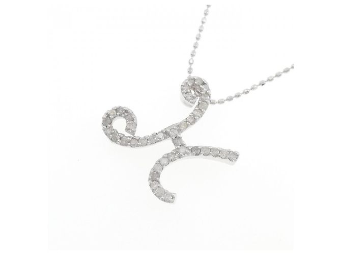 Autre Marque Au750 Weißgold Initial H Diamant-Halskette Silber - Ansicht 3