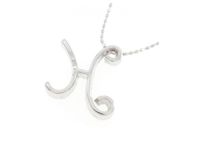 Autre Marque Au750 Weißgold Initial H Diamant-Halskette Silber - Ansicht 4