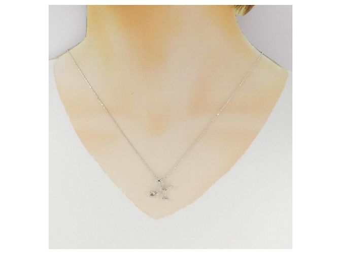 Autre Marque Au750 Weißgold Initial H Diamant-Halskette Silber - Ansicht 6