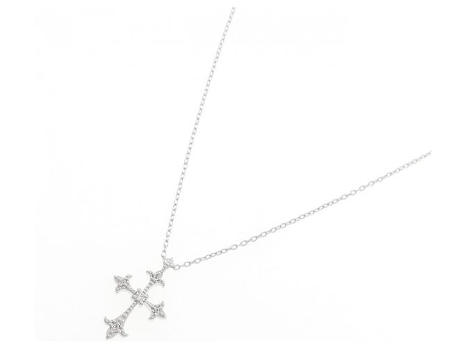 Autre Marque Collana con Croce in Diamanti in Oro Bianco K10 Argento - vista 2