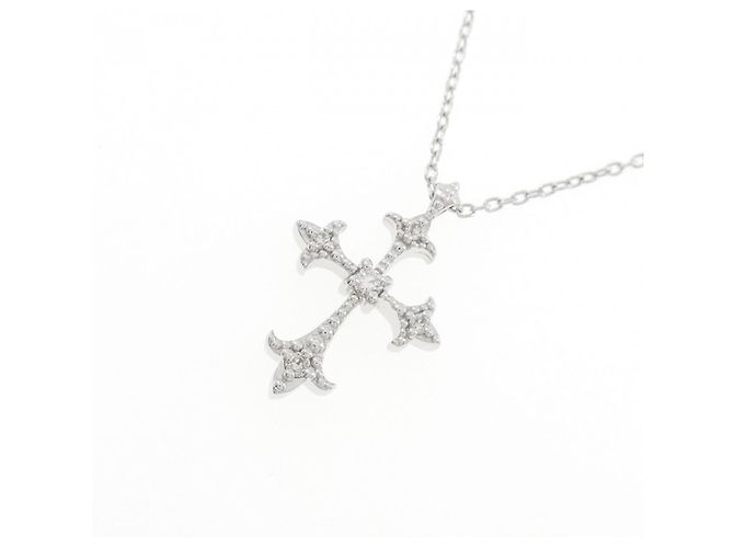 Autre Marque Collana con Croce in Diamanti in Oro Bianco K10 Argento - vista 3