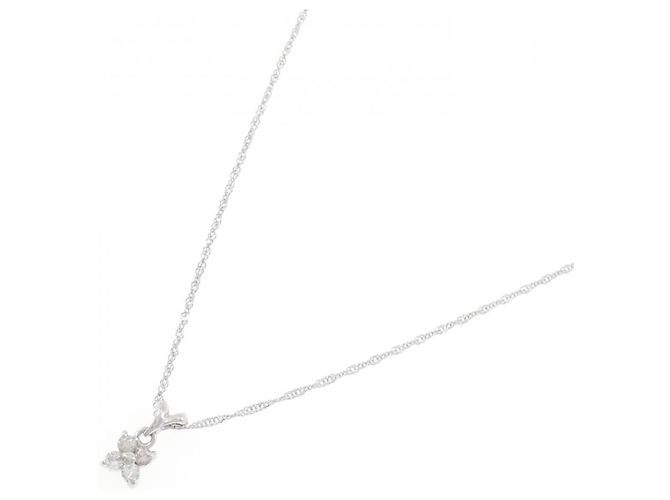 Autre Marque Collana a Fiore con Diamanti in Oro Bianco Au750 Argento - vista 2