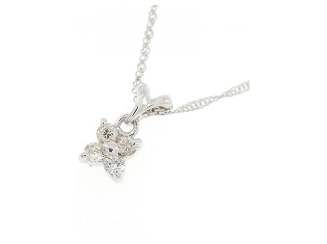Autre Marque Collana a Fiore con Diamanti in Oro Bianco Au750 Argento - vista 3