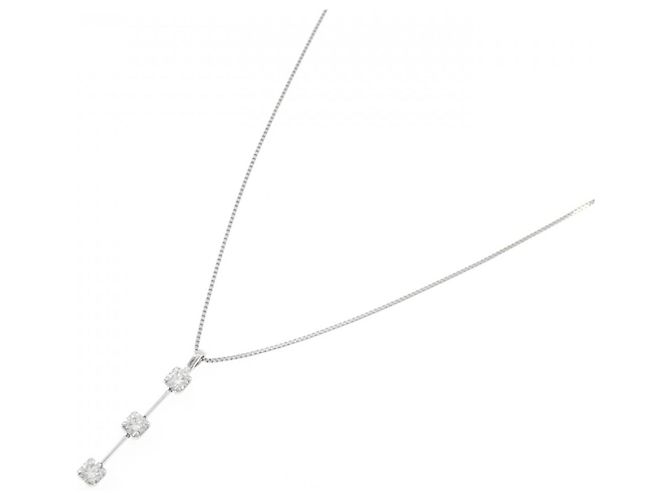 Autre Marque PT850 Platin-Halskette mit 0.30CT Diamant Silber - Ansicht 2