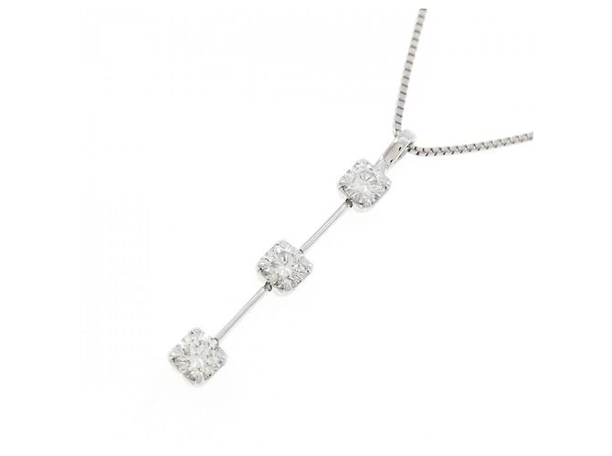 Autre Marque PT850 Platin-Halskette mit 0.30CT Diamant Silber - Ansicht 3