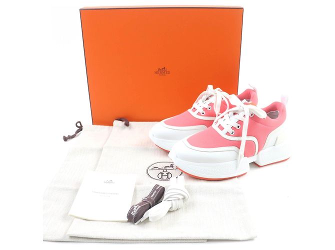 Hermès Hermes Ledersneaker Pink Weiß - Ansicht 2