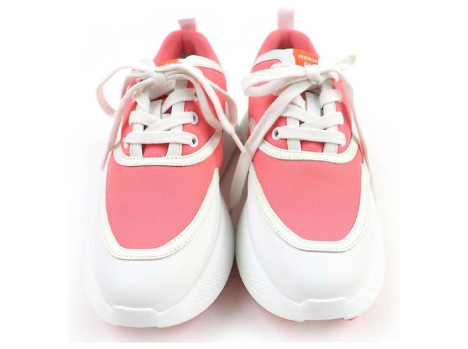 Hermès Hermes Ledersneaker Pink Weiß - Ansicht 4
