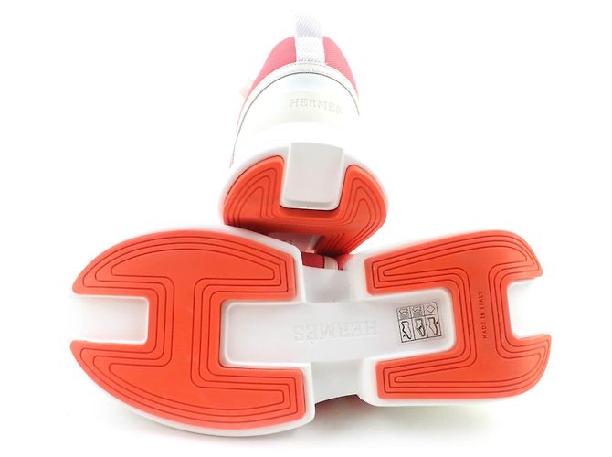 Hermès Hermes Ledersneaker Pink Weiß - Ansicht 7