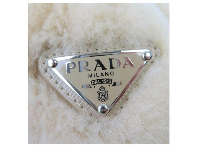 Prada Triangle logo Mouton Scrunchie Beige - view 5