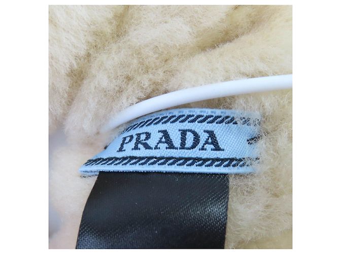 Prada Triangle logo Mouton Scrunchie Beige - view 6