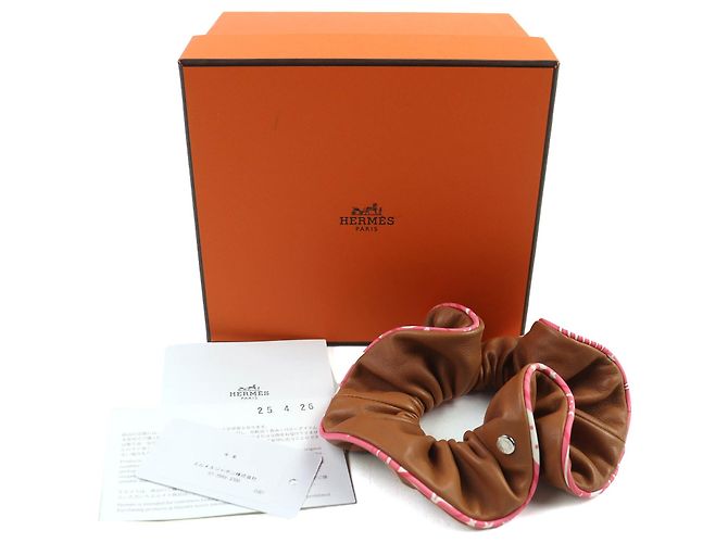 Hermès Hermes Claudia Chou Chou Clous de Sel Accessorio per capelli in seta Marrone - vista 2