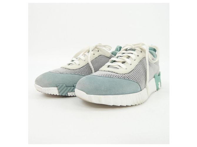 Hermès Sneakers BOUNCING Airy Twill Hermes Bianco Verde - vista 3