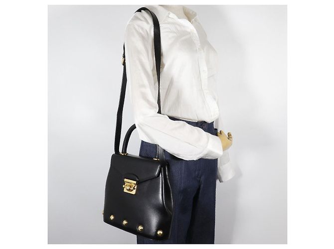 Borsa a tracolla e a mano 2WAY Salvatore Ferragamo in pelle di vitello Nero - vista 17
