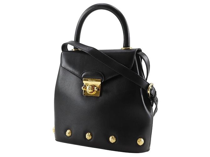 Borsa a tracolla e a mano 2WAY Salvatore Ferragamo in pelle di vitello Nero - vista 2