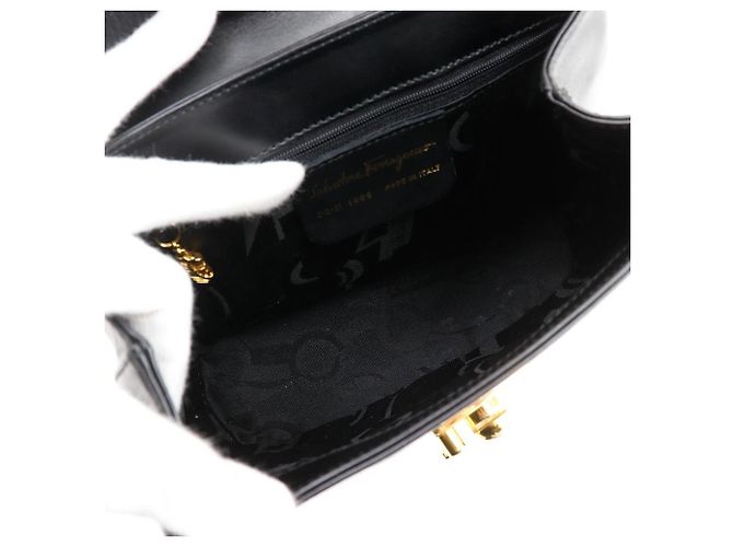 Borsa a tracolla e a mano 2WAY Salvatore Ferragamo in pelle di vitello Nero - vista 6