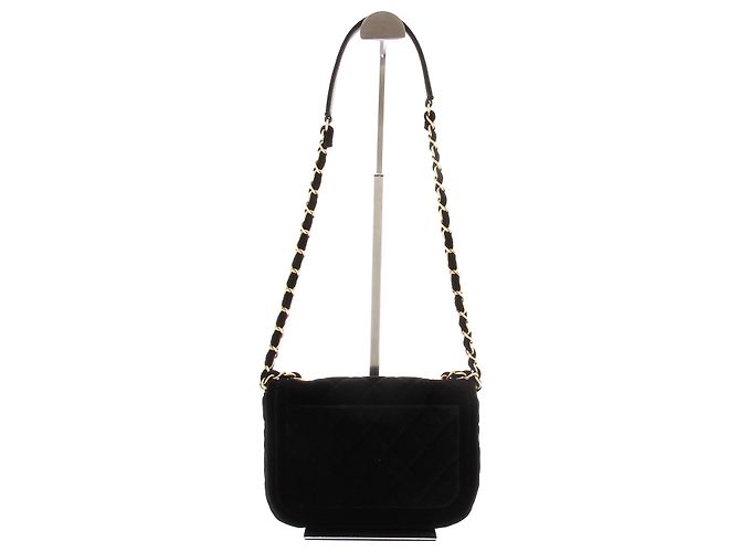 Chanel Borsa a tracolla in velluto trapuntato Nero - vista 2