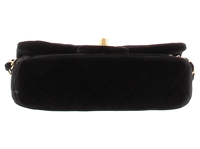 Chanel Borsa a tracolla in velluto trapuntato Nero - vista 5