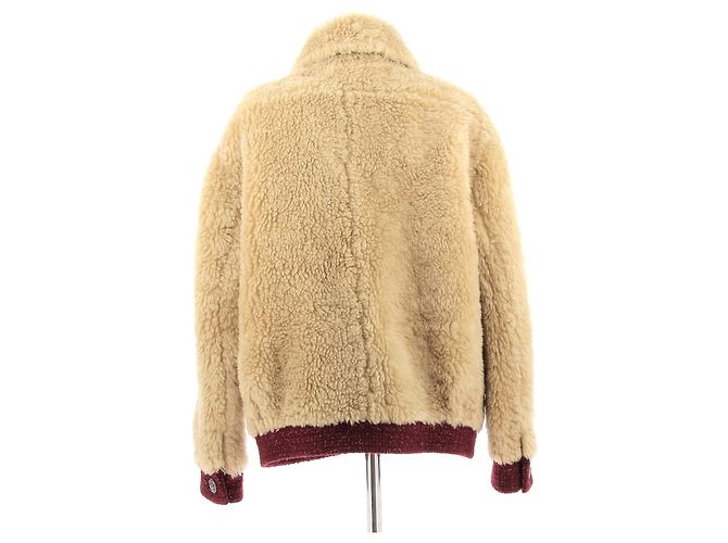 Chanel Strickjacke aus Kunstpelz beige - Ansicht 2