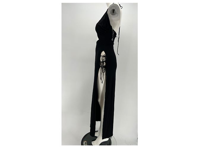 Autre Marque MANURI Langes schwarzes Viscose Kleid - Ansicht 4