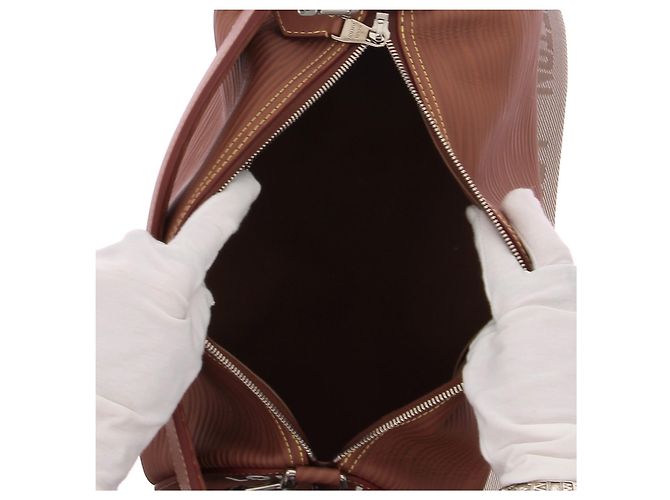 Borsa a mano Louis Vuitton Polochon Soft in pelle marrone - vista 6