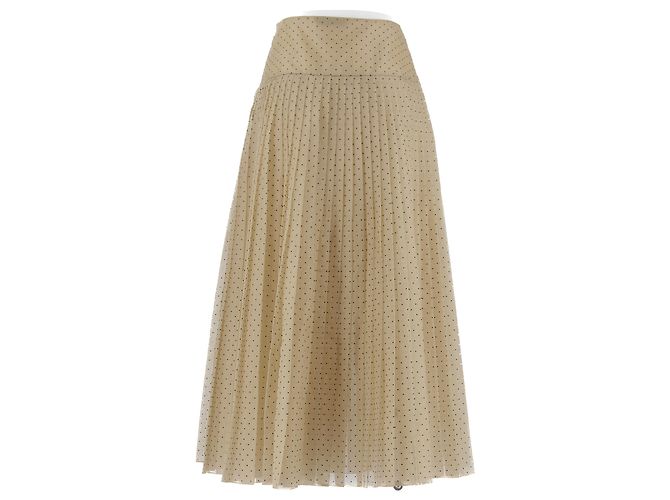 Dior Falda plisada con lunares negros Beige - vista 2