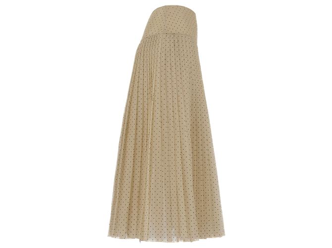 Dior Falda plisada con lunares negros Beige - vista 4