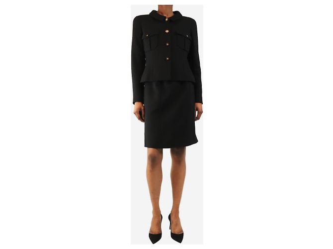 Chanel Completo vintage nero composto da giacca e gonna - taglia UK 12 - vista 3