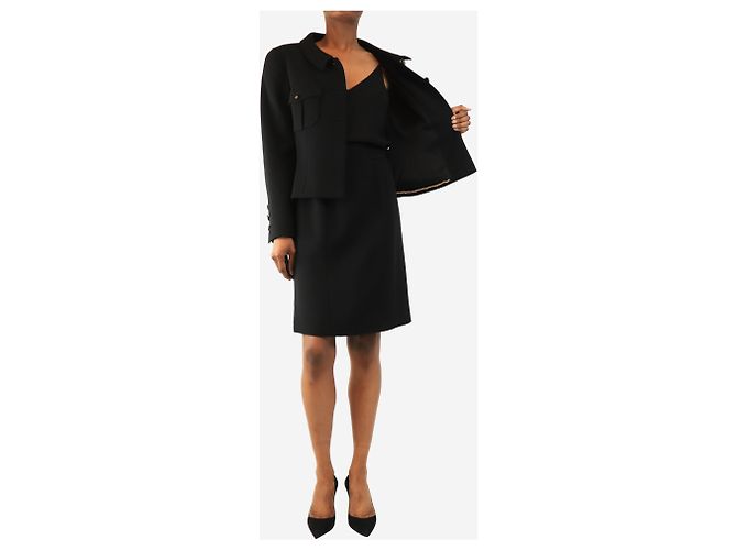 Chanel Completo vintage nero composto da giacca e gonna - taglia UK 12 - vista 4
