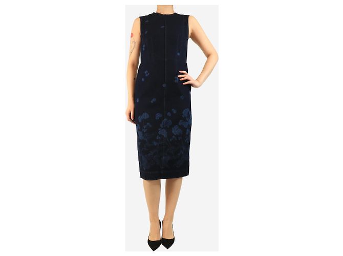 Erdem Vestido midi de denim Elena con estampado floral azul - talla UK 10 - vista 3