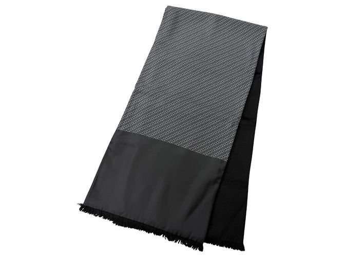 Hermès HERMES Seiden-Angora-Schal mit Fransen Braun Schwarz - Ansicht 3