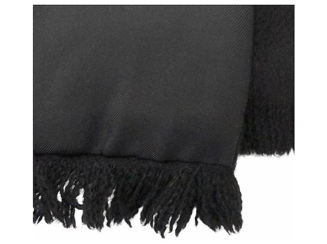 Hermès HERMES Seiden-Angora-Schal mit Fransen Braun Schwarz - Ansicht 5