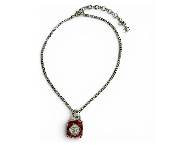 Collana con pendente motivo profumo con strass Coco Mark CHANEL A22C Rosa D'oro - vista 2
