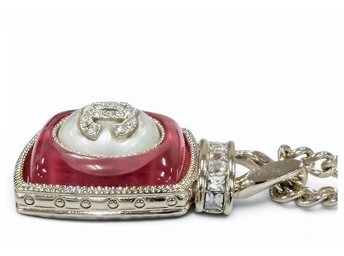 Collana con pendente motivo profumo con strass Coco Mark CHANEL A22C Rosa D'oro - vista 4