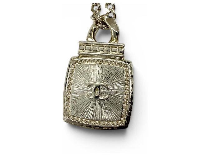 Collana con pendente motivo profumo con strass Coco Mark CHANEL A22C Rosa D'oro - vista 5