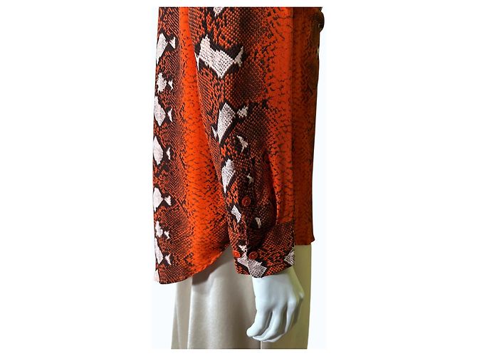 Blusa de seda con estampado de serpiente roja para mujer Equipment Castaño Blanco Impresión de pitón - vista 3