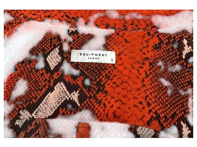 Blusa de seda con estampado de serpiente roja para mujer Equipment Castaño Blanco Impresión de pitón - vista 4