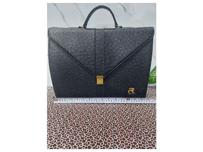 Autre Marque Roberto Cavallo Borsa Documenti in Pelle di Struzzo - Nero - vista 3