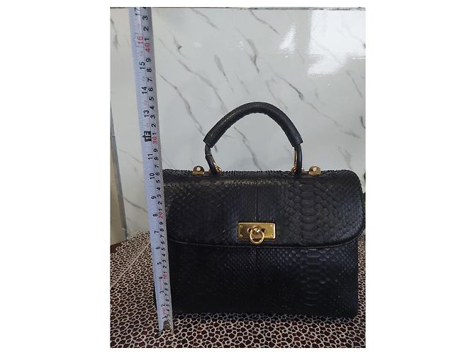 Autre Marque Bolsa JRA Design em couro relevo python, Preto - vista 10